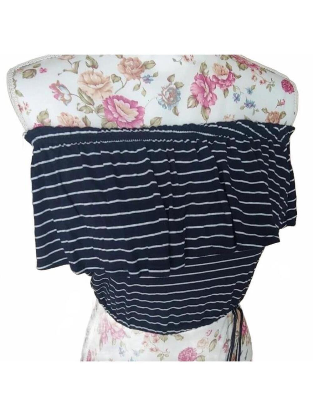 Abercrombie Y2K striped ruffles cropped tube top XS